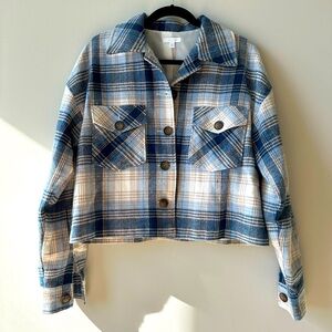 Abound cropped shacket plaid jacket size M